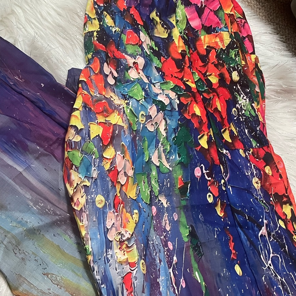 Colorful Abstract Print Pants - Picture 2 of 2